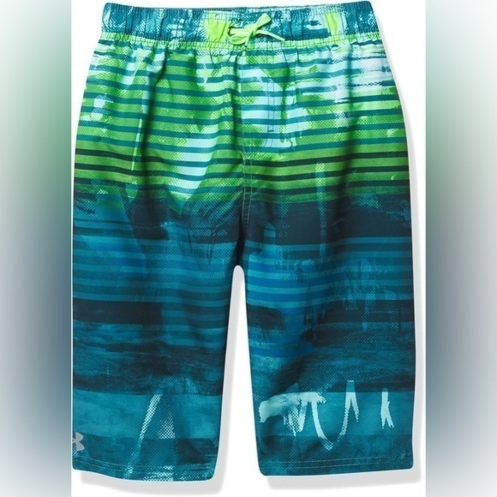 Under Armour Blue and Green Striped Shorts Swim trunks Men's Swim Trunk SMALL